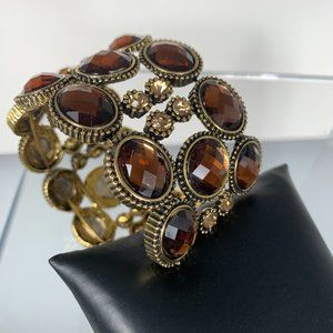 NWOT Rich Brown Crystal Cuff Bangle